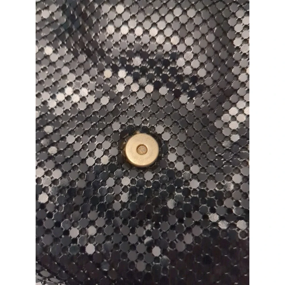 Sparkly Vintage 80s Purse Black Sequin Aluminum Mesh‎ Shoulder Strap Bag Glam